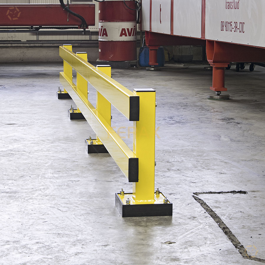 Barrera guardarraíl industrial con base flexible (opcional)
